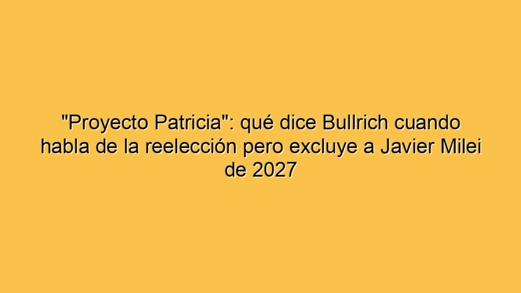 "Proyecto Patricia": qué dice Bullrich cuando habla de la reelección pero excluye a Javier Milei de 2027