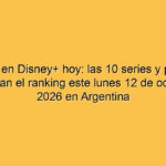 Qué ver en Disney+ hoy: las 10 series y películas que lideran el ranking este lunes 12 de octubre de 2026 en Argentina