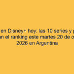 Qué ver en Disney+ hoy: las 10 series y películas que lideran el ranking este martes 20 de octubre de 2026 en Argentina