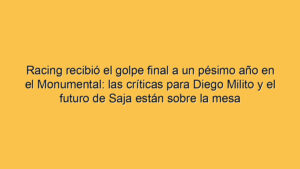 Racing recibió el golpe final a un pésimo año en el Monumental: las críticas para Diego Milito y el futuro de Saja están sobre la mesa