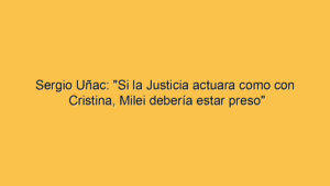 Sergio Uñac: "Si la Justicia actuara como con Cristina, Milei debería estar preso"