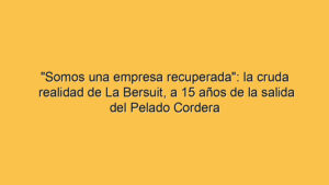 "Somos una empresa recuperada": la cruda realidad de La Bersuit, a 15 años de la salida del Pelado Cordera