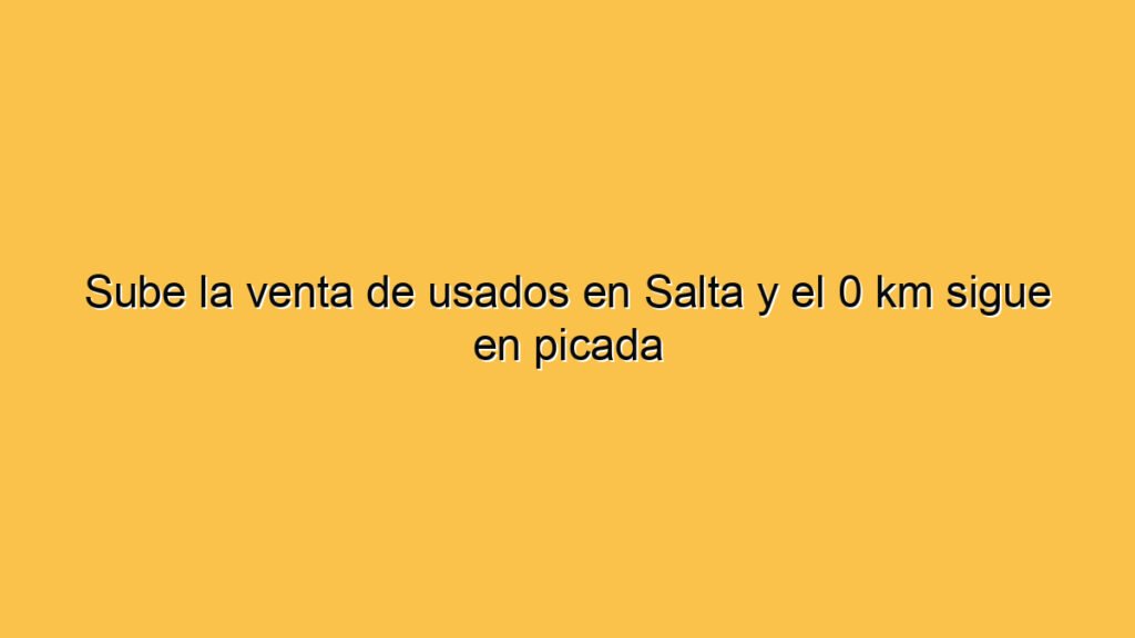 Sube la venta de usados en Salta y el 0 km sigue en picada
