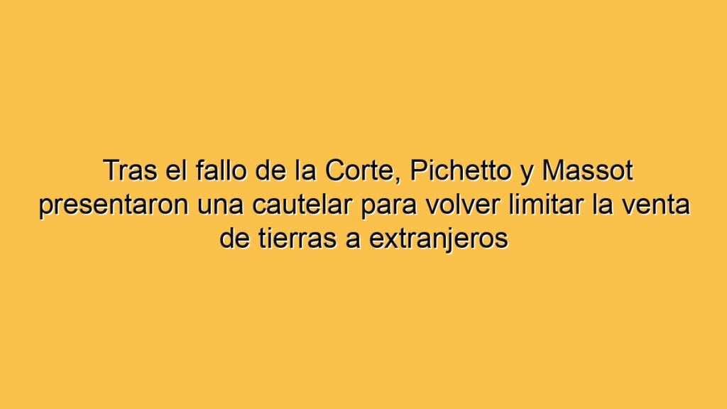 Tras el fallo de la Corte, Pichetto y Massot presentaron una cautelar para volver limitar la venta de tierras a extranjeros