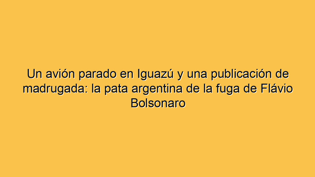 Un avión parado en Iguazú y una publicación de madrugada: la pata argentina de la fuga de Flávio Bolsonaro