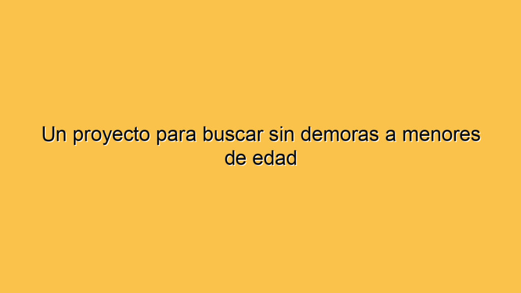 Un proyecto para buscar sin demoras a menores de edad