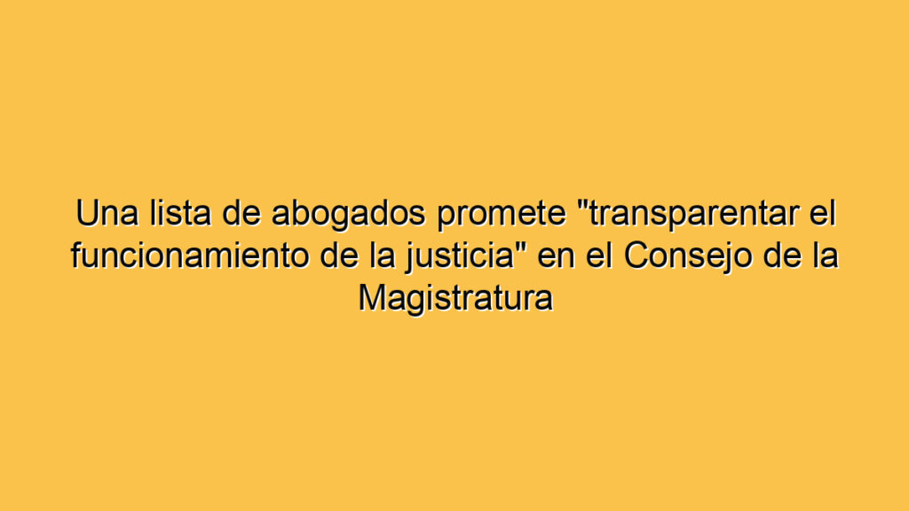 Una lista de abogados promete "transparentar el funcionamiento de la justicia" en el Consejo de la Magistratura