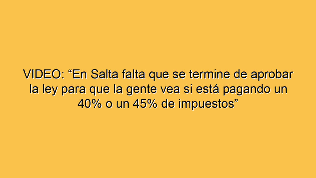 VIDEO: “En Salta falta que se termine de aprobar la ley para que la gente vea si está pagando un 40% o un 45% de impuestos”